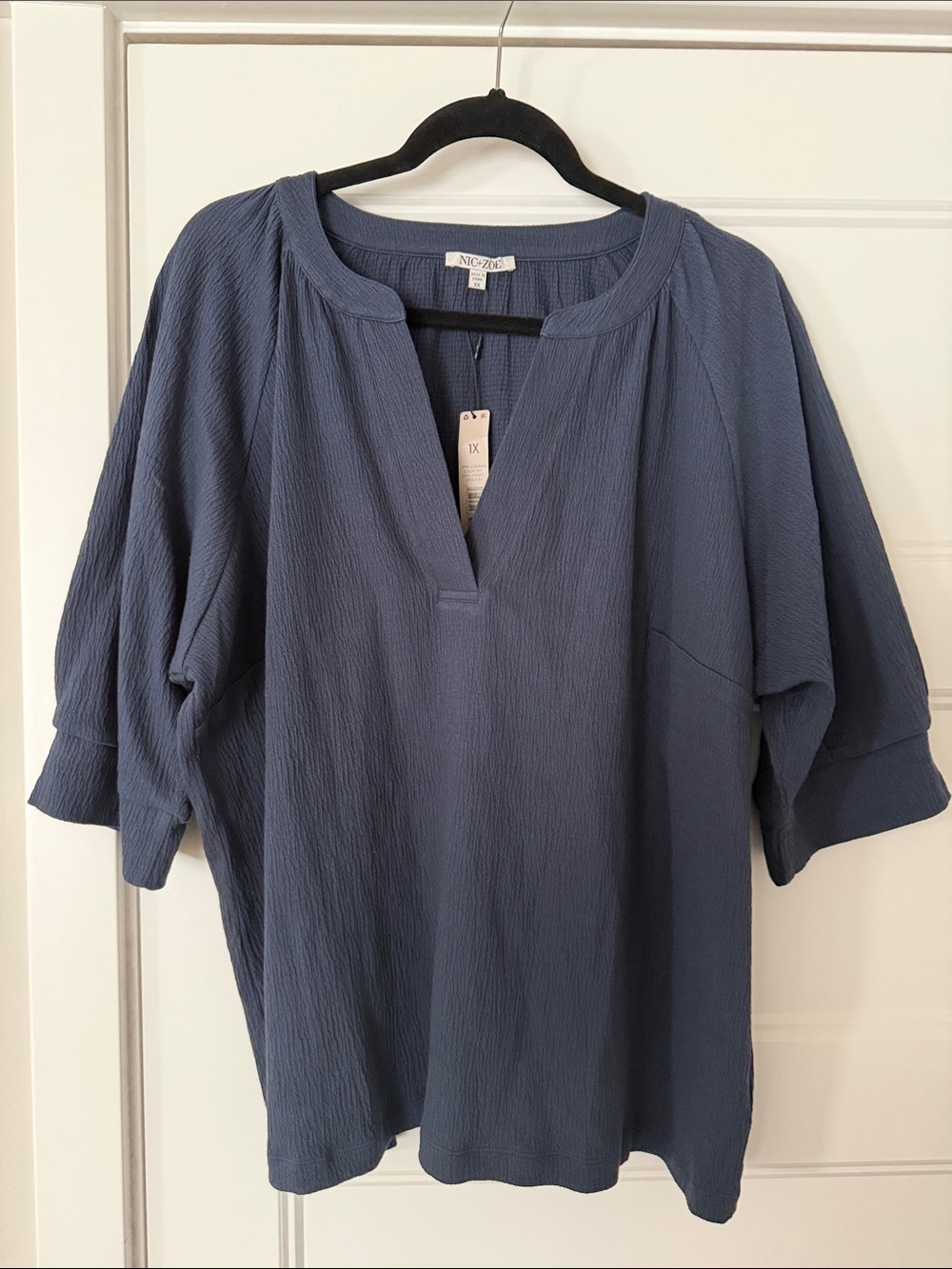 NIC+ZOE Slate Blue Split-Neck Relaxed Tunic NWT